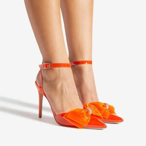 😎Orange Celestina Ankle Strap Pump Show Dazzle Size 6 Heels Shoes🧡